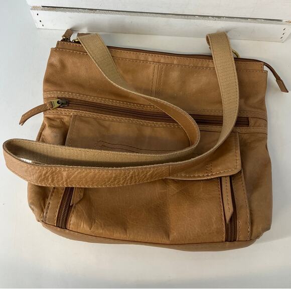 FOSSIL LARGE BROWN SMOOTH GENUINE LEATHER CROSSBODY BAG - Picture 11 of 16